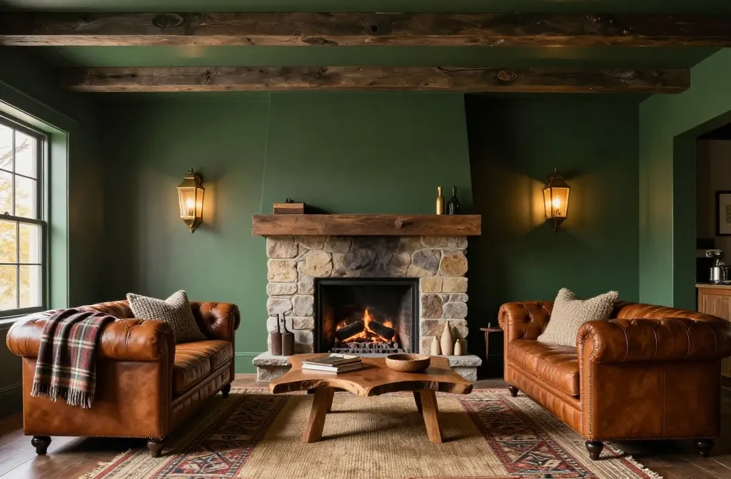 10 Dark Green Rustic Living Room Ideas That Feel Like a Retreat