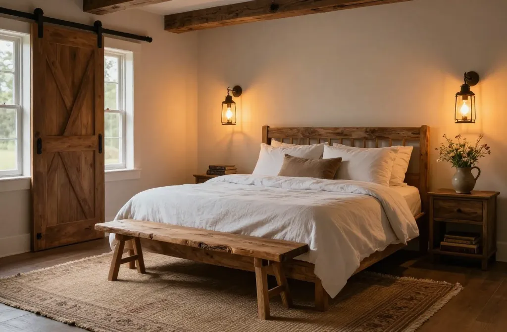 Steal-This Look: 12 Rustic Farmhouse Bedroom Ideas with Cozy Lighting