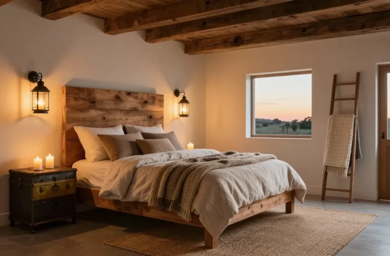 Steal These 14 Rustic Farmhouse Bedroom Ideas with Cozy Lighting