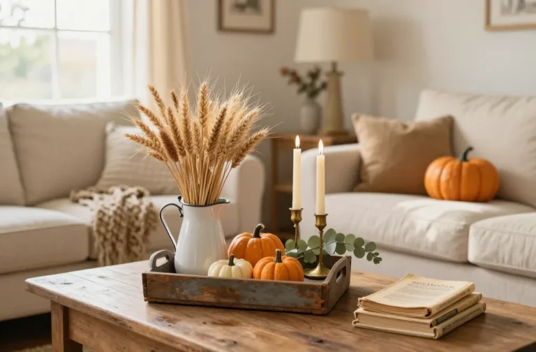 13 Farmhouse Coffee Table Decor Ideas for Fall (Cozy & Rustic) You’Ll Love