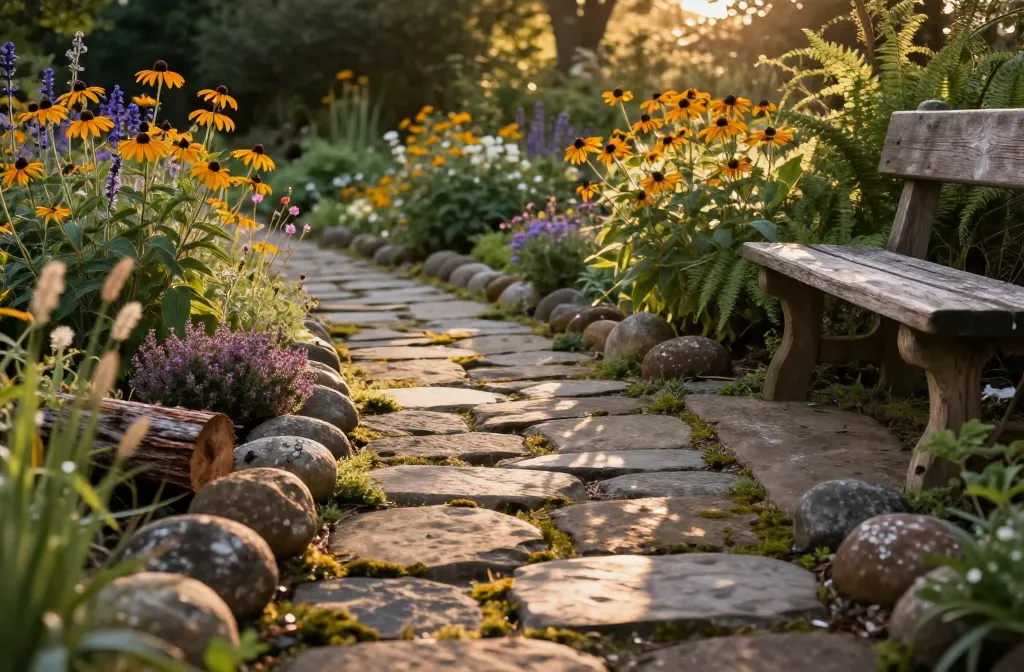 Gorgeous 11 Rustic Garden Ideas Using Wood, Stone & Natural Textures